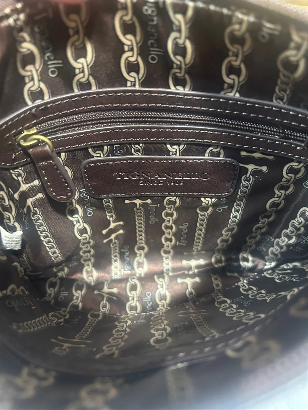 Tignanello Red and Brown Leather Crossbody Bag